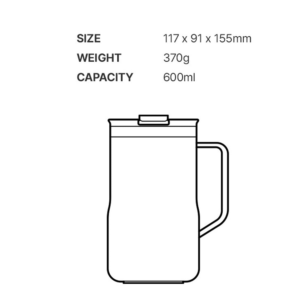 LocknLock Stainless Steel Metro Sealed Mug Tumbler with Handle - 600ml / 20.2oz - Perfect for Every Use