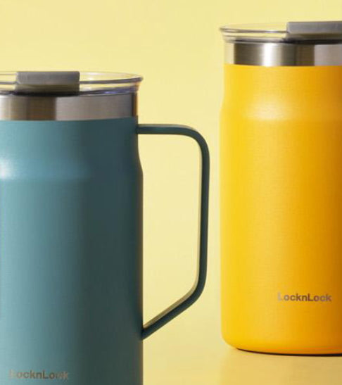 LocknLock Stainless Steel Metro Sealed Mug Tumbler with Handle - 600ml / 20.2oz - Perfect for Every Use