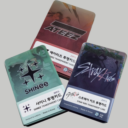 K-pop Transparent Photocard Bundle – ATEEZ, SHINee, STRAY KIDS, THE BOYZ, BTOB, ZB1 | Plastic K-pop Cards Set