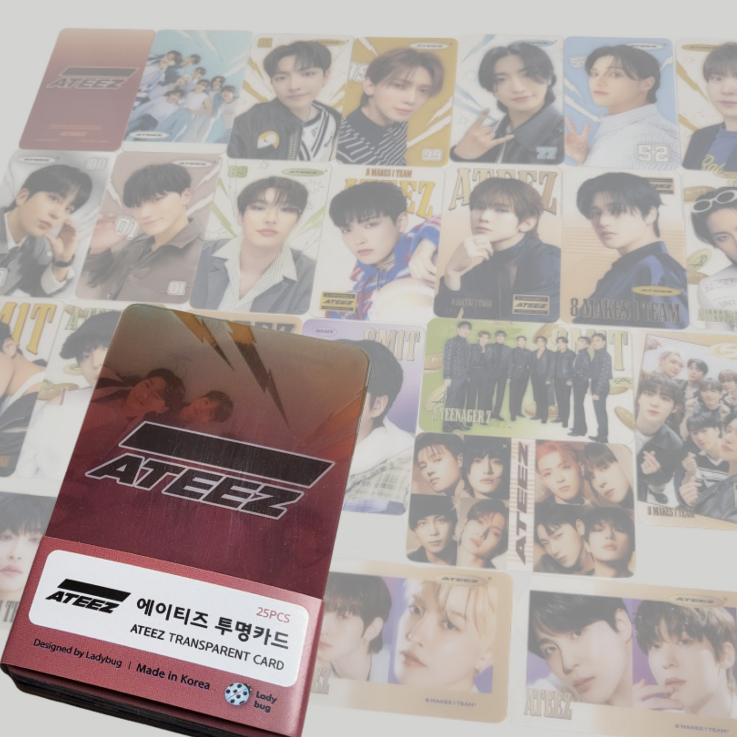 K-pop Transparent Photocard Bundle – ATEEZ, SHINee, STRAY KIDS, THE BOYZ, BTOB, ZB1 | Plastic K-pop Cards Set