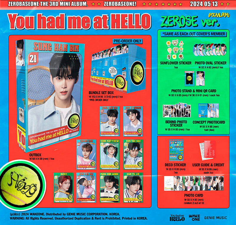 ZEROBASEONE 3rd Mini Album [You had me at HELLO] (ZEROSE ver.) (POCAALBUM)