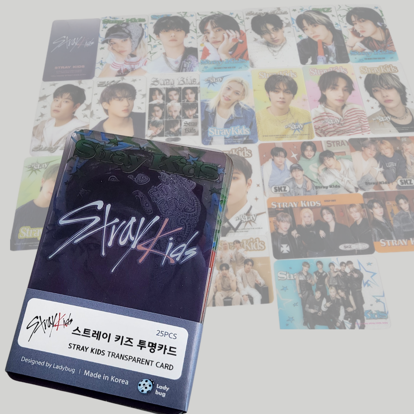 K-pop Transparent Photocard Bundle – ATEEZ, SHINee, STRAY KIDS, THE BOYZ, BTOB, ZB1 | Plastic K-pop Cards Set