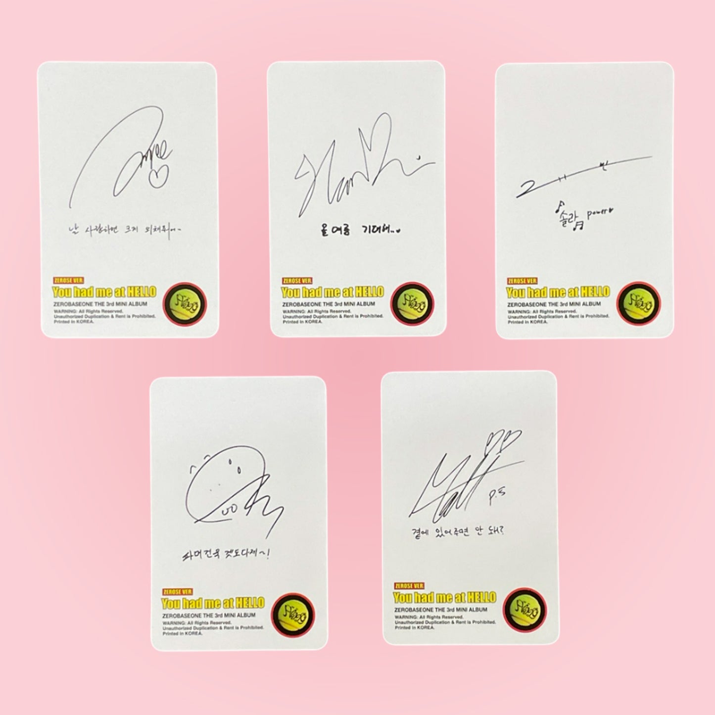 Official ZEROBASEONE Photocard – You had me at HELLO (2024 K-pop Album Collectible  Ver. B)
