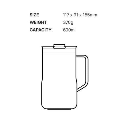 LocknLock Stainless Steel Metro Sealed Mug Tumbler with Handle - 600ml / 20.2oz - Perfect for Every Use