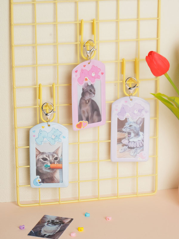 Polku Care Bear Photo Card Keyring - Pink, Purple or Blue