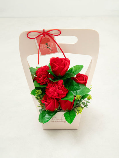 Everlasting Rose and Carnation Soap Flower Basket