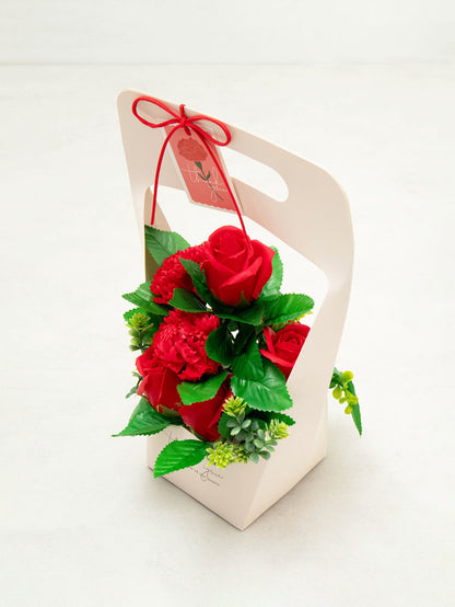Everlasting Rose and Carnation Soap Flower Basket