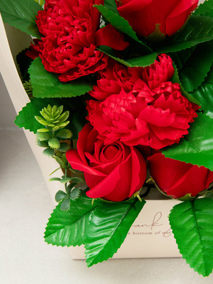 Everlasting Rose and Carnation Soap Flower Basket