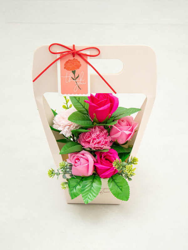 Everlasting Rose and Carnation Soap Flower Basket