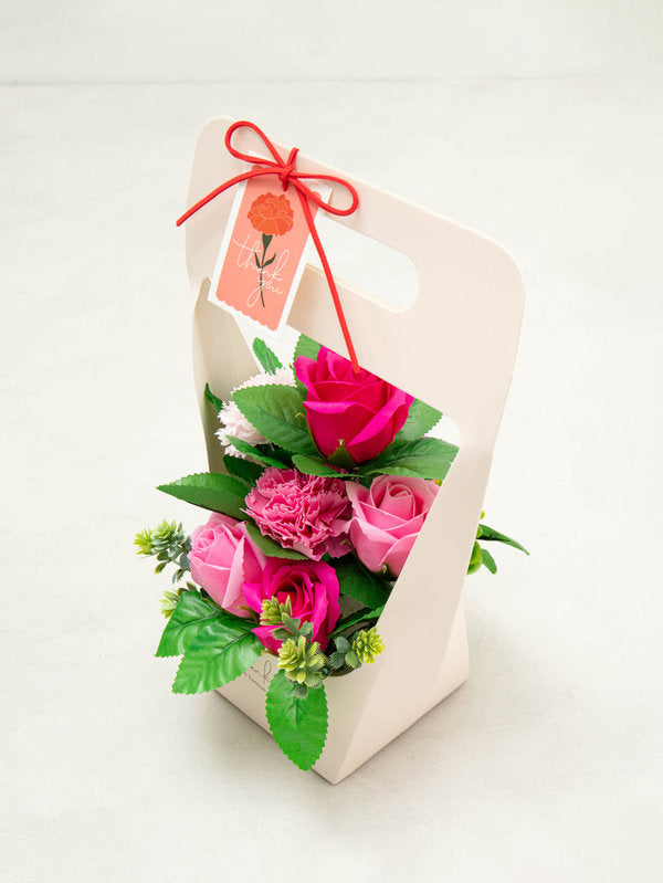 Everlasting Rose and Carnation Soap Flower Basket