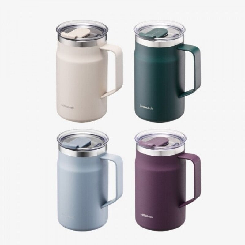 LocknLock Stainless Steel Metro Sealed Mug Tumbler with Handle - 600ml / 20.2oz - Perfect for Every Use